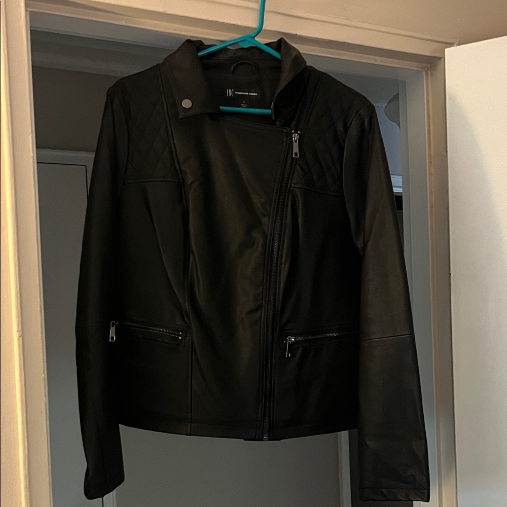 INC International Concepts Black Leather Jacket